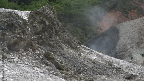 登別温泉の地獄谷とのぼる湯気 photo