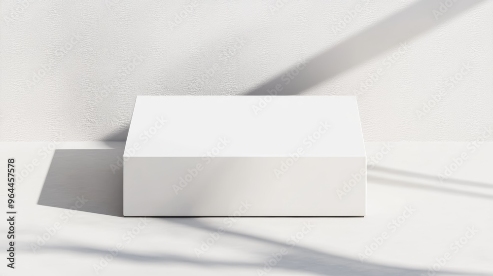 A 3D render of a plain white rectangular box with smooth edges and a closed lid, casting a soft shadow A 3D render of a plain white rectangular box with smooth edges and a closed lid, casting a soft shadow