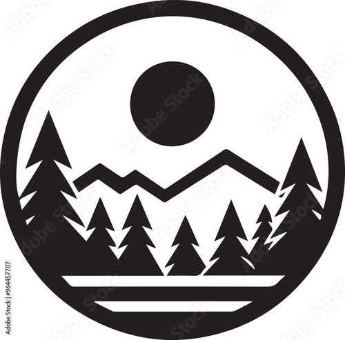 black forest, mountain logo, simple vector icon