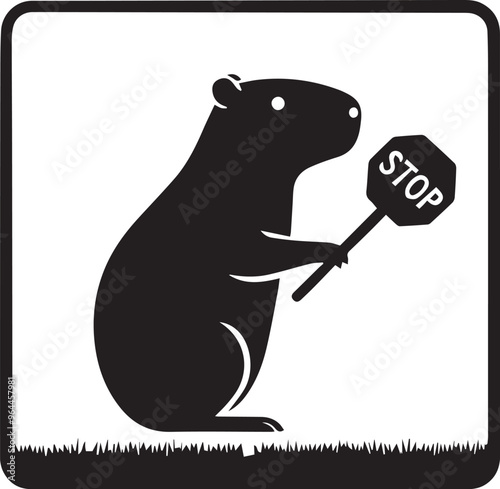 CAPYBARA IN TRAFFIC SIGN FOR GRAPHIC DESIGN AND VECTORS, VECTORIZED IMAGE FOR DIGITAL CONTENT CREATION OF TRAFFIC SIGNS WITH CAPYBARA