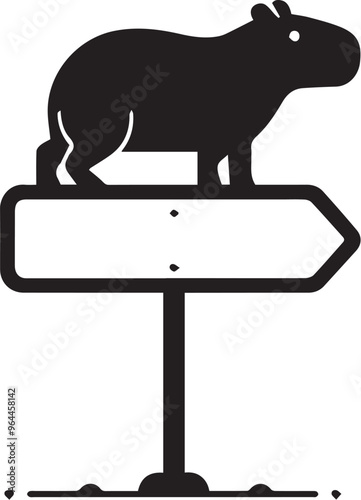 CAPYBARA IN TRAFFIC SIGN FOR GRAPHIC DESIGN AND VECTORS, VECTORIZED IMAGE FOR DIGITAL CONTENT CREATION OF TRAFFIC SIGNS WITH CAPYBARA