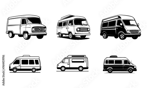 minimal vector camper icon collection
