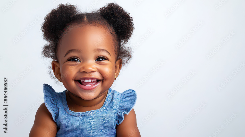 Portrait of Happy African-American toddler girl, sitting with a smile ,isolated on a pure white background Portrait of Happy African-American toddler girl, sitting with a smile ,isolated on a pure white background