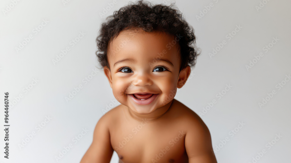 Portrait of Happy mixed-ethnicity baby boy, sitting happily ,isolated on a pure white background Portrait of Happy mixed-ethnicity baby boy, sitting happily ,isolated on a pure white background