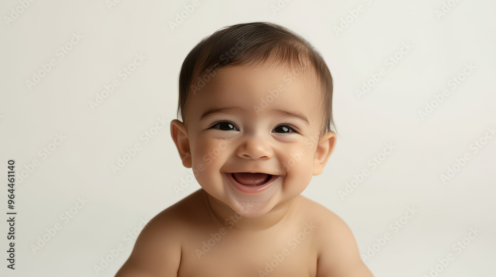 Portrait of Smiling Latina baby boy, sitting with joy ,isolated on a pure white background Portrait of Smiling Latina baby boy, sitting with joy ,isolated on a pure white background