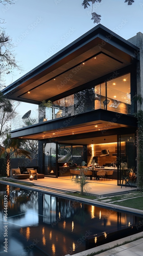 Minimalist urban villa with large, open spaces. Minimalist urban villa with large, open spaces.
