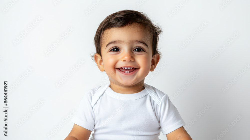 Portrait of Smiling Middle Eastern toddler boy, sitting happily ,isolated on a pure white background Portrait of Smiling Middle Eastern toddler boy, sitting happily ,isolated on a pure white background