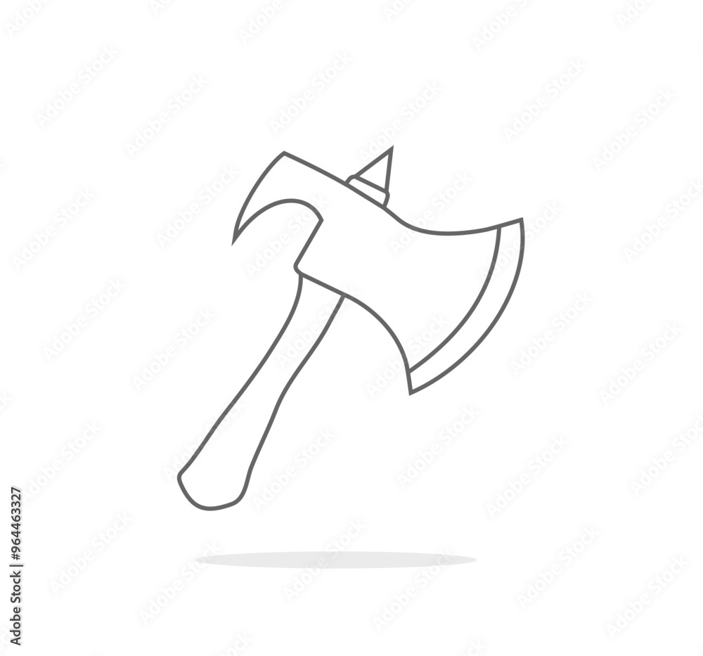 outlined wooden axe drawing vector element design graphic. Isolated outline drawing axe blade in white background outlined wooden axe drawing vector element design graphic. Isolated outline drawing axe blade in white background