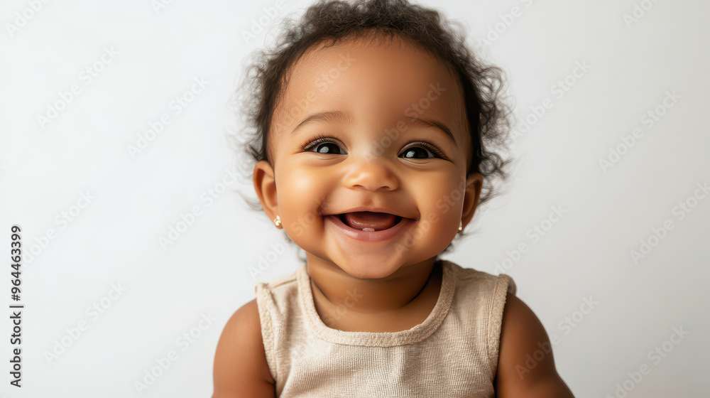 Portrait of Smiling mixed-ethnicity baby girl, sitting cheerfully ,isolated on a pure white background Portrait of Smiling mixed-ethnicity baby girl, sitting cheerfully ,isolated on a pure white background