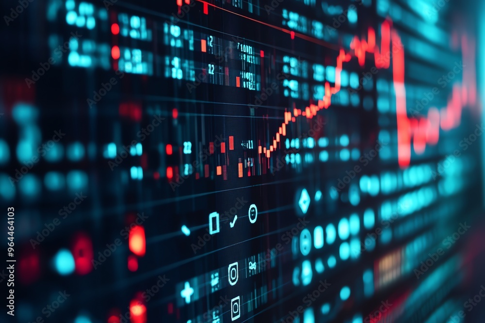 Stock market data on screen. Stock market data on screen.