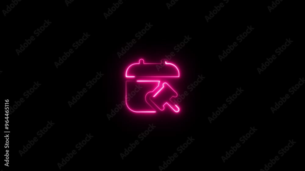 file box with hammer symbol icon glowing neon cyan color animation. file box with hammer symbol icon glowing neon cyan color animation.