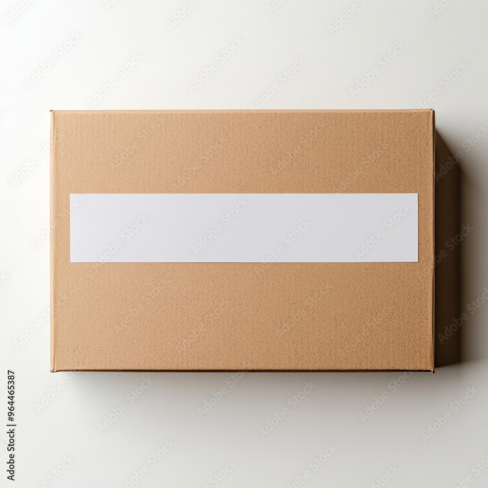 A flat lay of a rectangular cardboard box with a clean, blank surface for branding, isolated on a white background A flat lay of a rectangular cardboard box with a clean, blank surface for branding, isolated on a white background