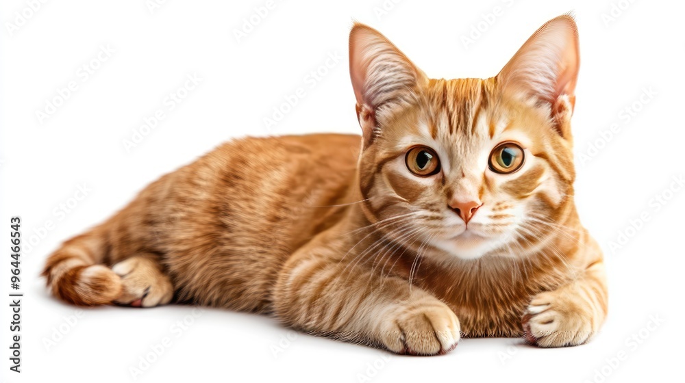 A charming orange cat with striking eyes, lounging comfortably on a white background. Perfect for pet lovers and animal-themed design. A charming orange cat with striking eyes, lounging comfortably on a white background. Perfect for pet lovers and animal-themed design.