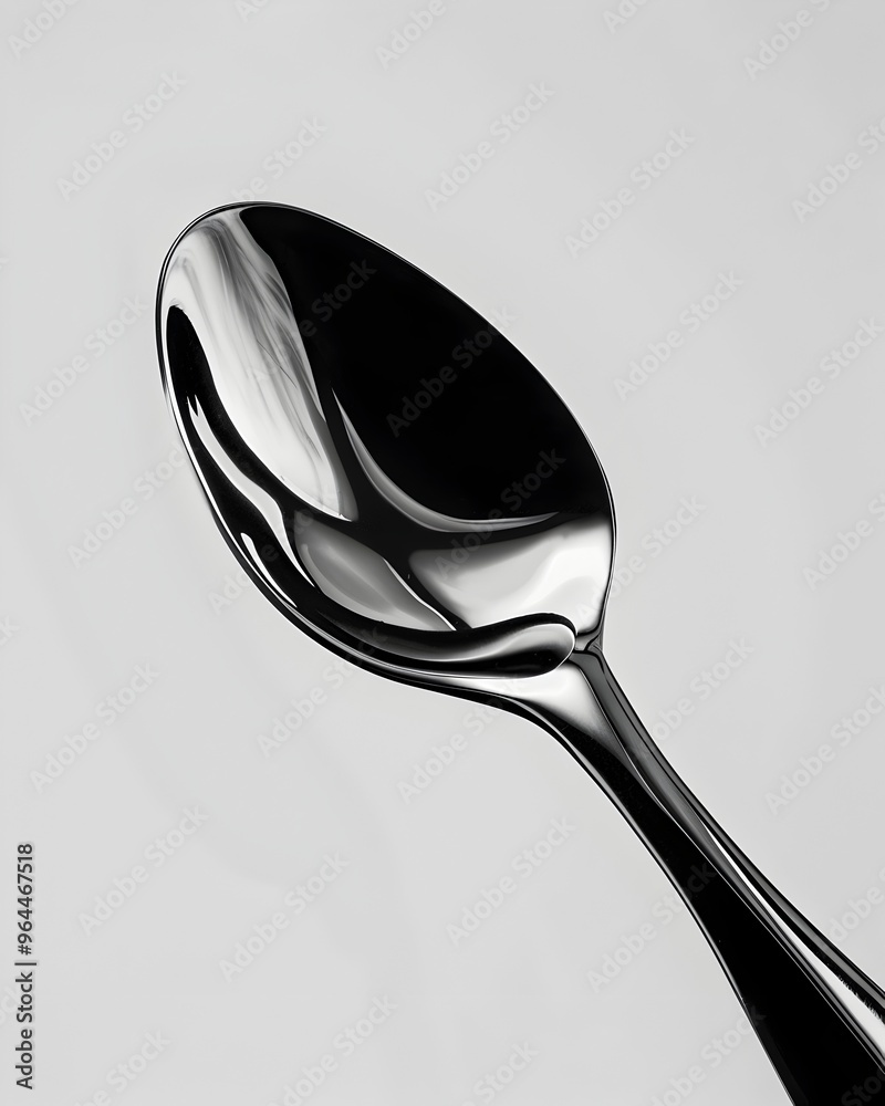 Dramatic Close-up of a Stainless Steel Spoon with Mesmerizing Reflections Dramatic Close-up of a Stainless Steel Spoon with Mesmerizing Reflections