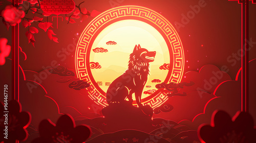 Wallpaper Mural Chinese zodiac dog year with red background Torontodigital.ca