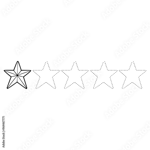 one star rating illustration hand drawn outline vector