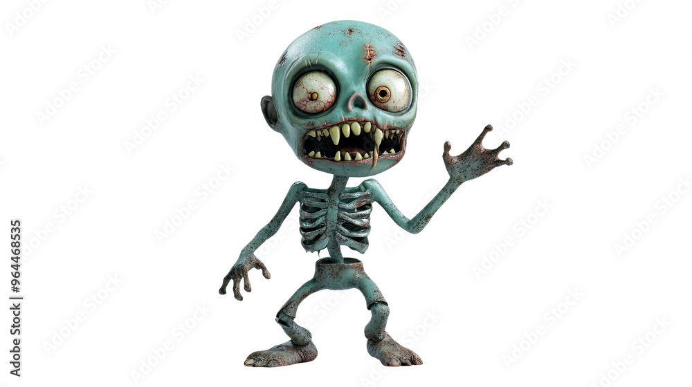 Playful Undead Character Reaching Out in Cute Gesture on White Isolated Background Playful Undead Character Reaching Out in Cute Gesture on White Isolated Background