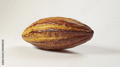 A Single Cacao Pod with Brown and Yellow Hues photo