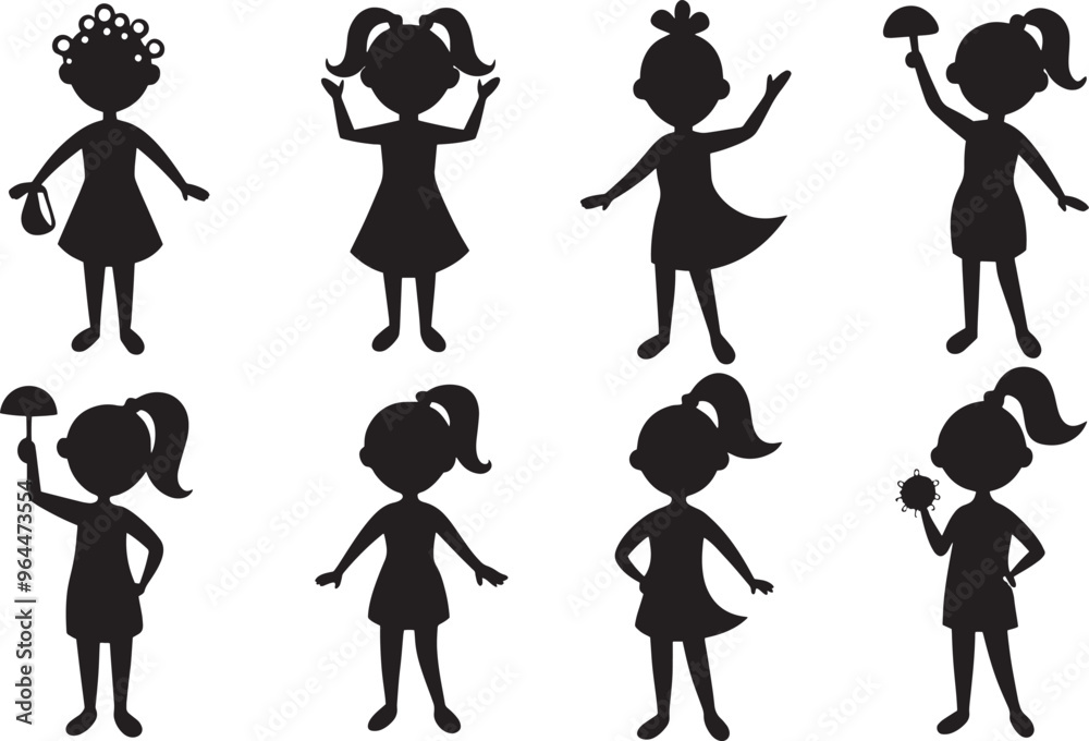 Obraz premium Girls Abstract Silhouette Vector Graphics Pack