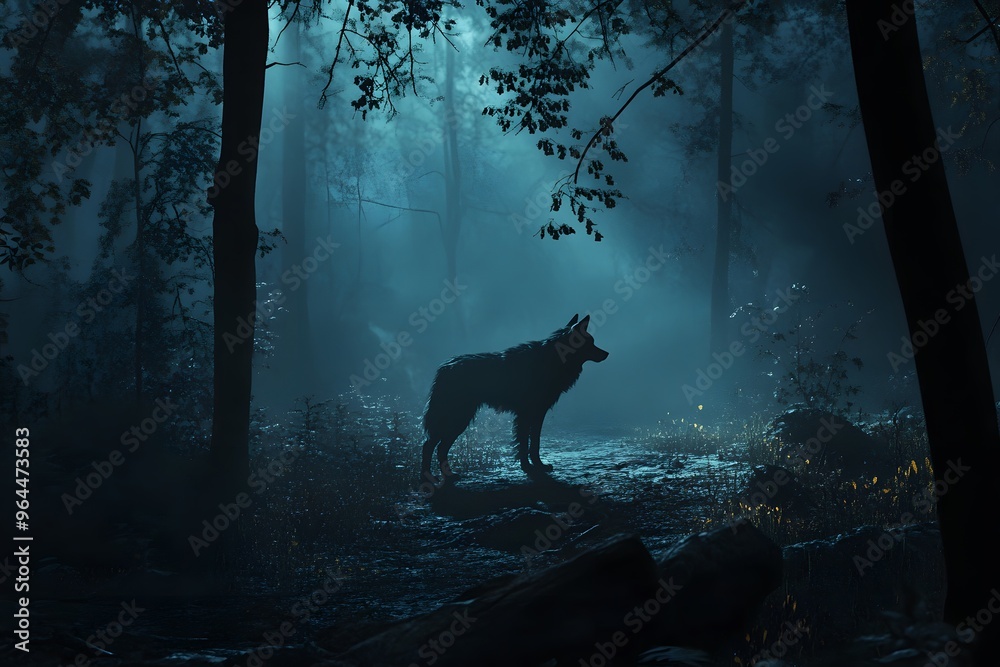 Lone Wolf in a Mystical Forest Lone Wolf in a Mystical Forest