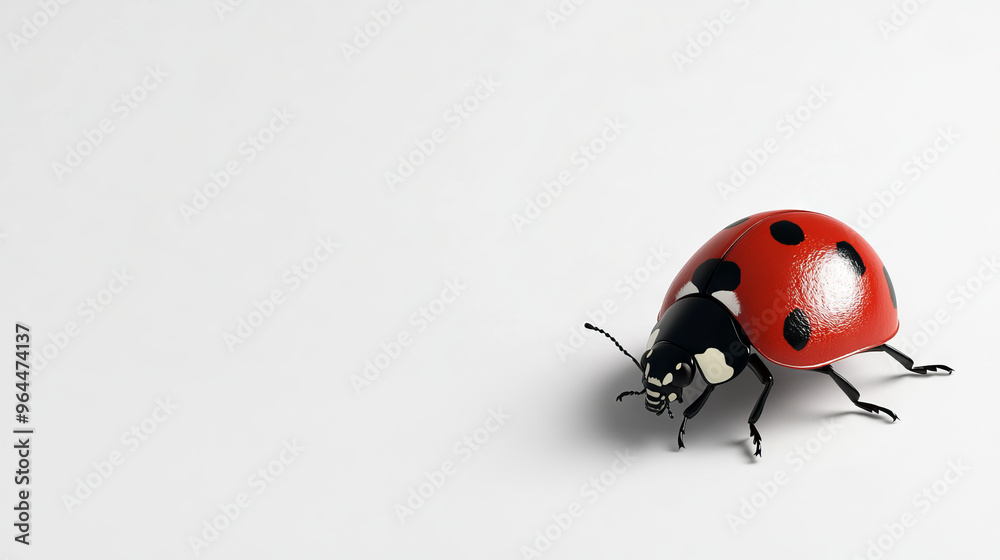 A ladybug sitting by itself against a plain white backdrop. A ladybug sitting by itself against a plain white backdrop.