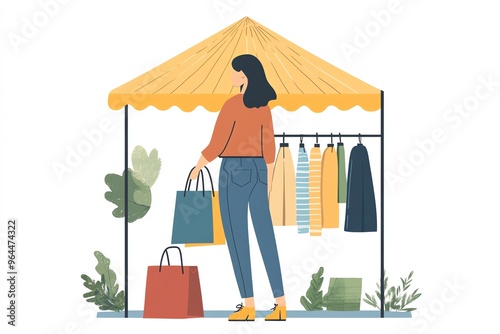 Woman shopping at a market stall.