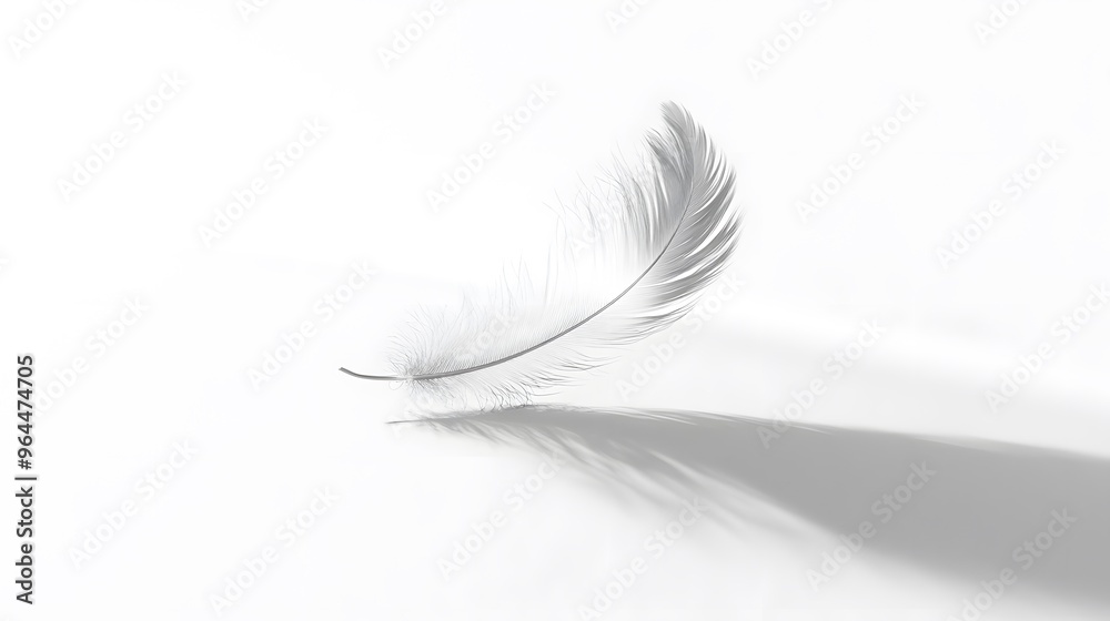 CG Floating Feather: A delicate, CG-rendered feather floating gracefully on a white background, casting a soft shadow.
CG Floating Feather: A delicate, CG-rendered feather floating gracefully on a white background, casting a soft shadow.