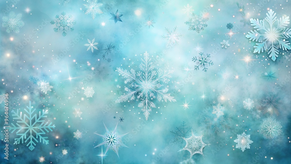 Blue snowflake background, magical winter scene with sparkling snow and copy space Blue snowflake background, magical winter scene with sparkling snow and copy space