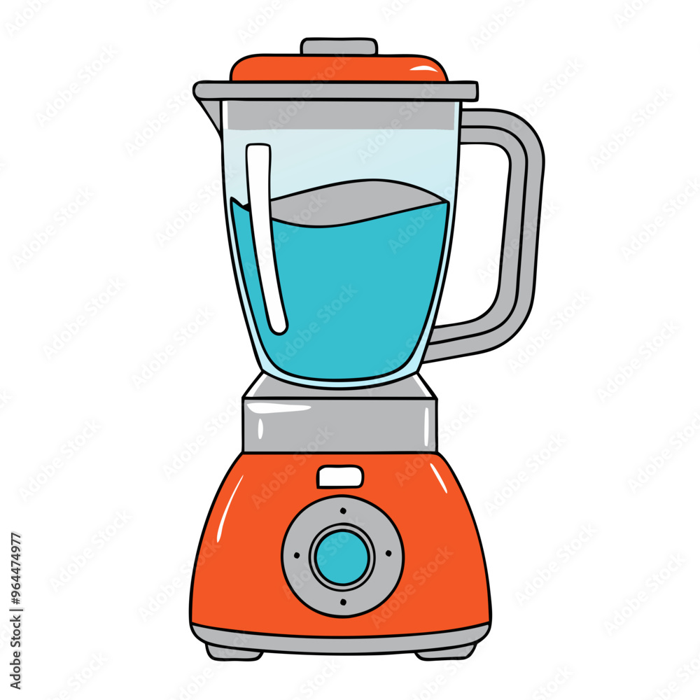 Blender in illustration style, in orange and blue tones, kitchen appliance Blender in illustration style, in orange and blue tones, kitchen appliance