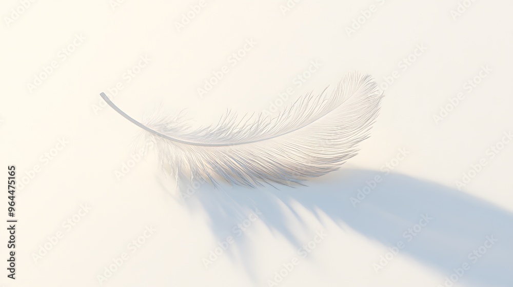CG Floating Feather: A delicate, CG-rendered feather floating gracefully on a white background, casting a soft shadow.
CG Floating Feather: A delicate, CG-rendered feather floating gracefully on a white background, casting a soft shadow.