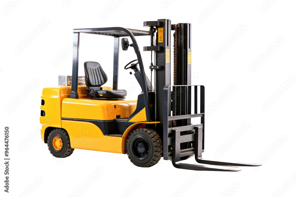 Retro style electric pneumatic forklift with white background