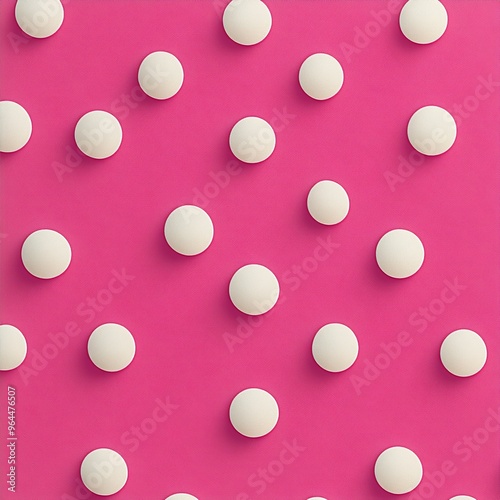 Bright pink wallpaper with lively colorful polka dot bubbles background