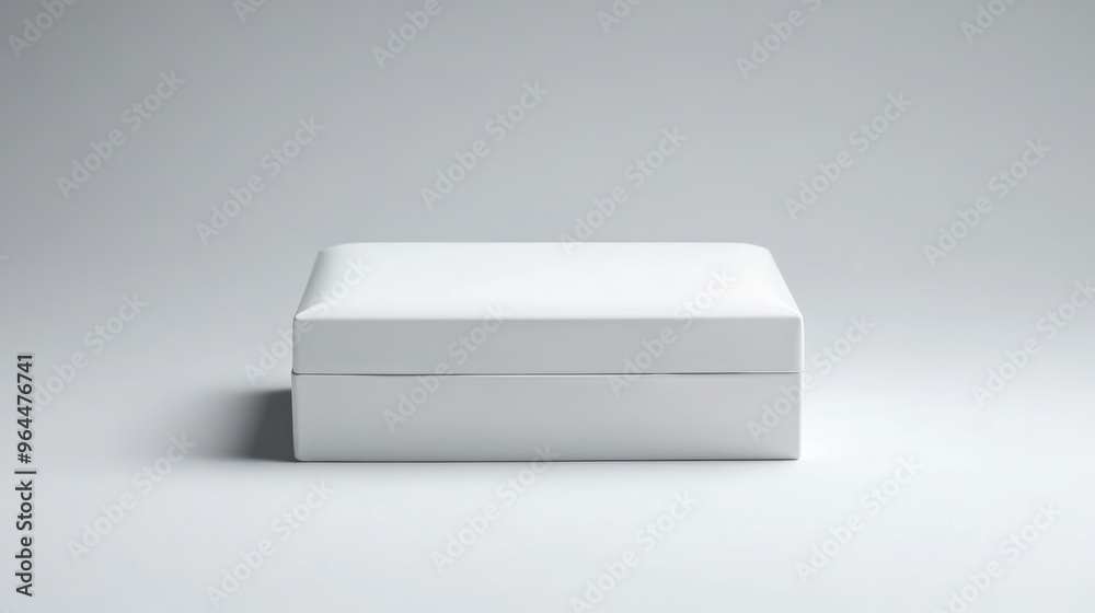 A sealed medicine box in white, placed flat on a simple background with soft, diffused lighting A sealed medicine box in white, placed flat on a simple background with soft, diffused lighting