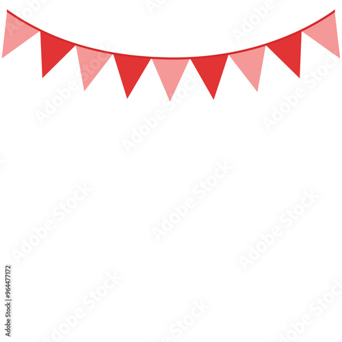 Wallpaper Mural Garland of red flags isolated on transparent and white background. Festive triangle flags on ribbon for Valentine's and Christmas. Close-up element for new year design decoration. Vector illustration. Torontodigital.ca