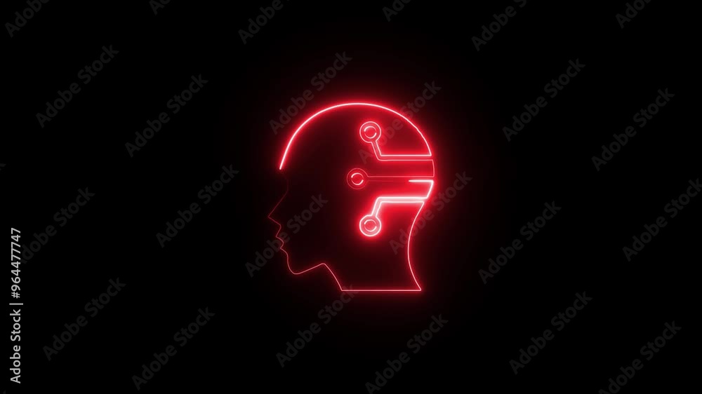 Human head line icon animation. Glowing neon human head on black background. Neon line of human head at different angles. Neon line head icon and 4K video. Human head line icon animation. Glowing neon human head on black background. Neon line of human head at different angles. Neon line head icon and 4K video.