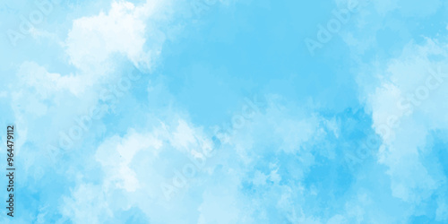 Abstract soft sky blue watercolor sky and clouds. grunge tint light blue watercolor background. Hand painted light blue background with watercolor. 