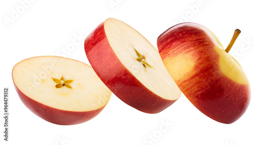 Frische Äpfel und Apfelspalten: Fruchtige rote, gelbe und grüne Sorten, ideal für gesunde Snacks und vielseitige Rezepte