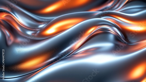 Abstract Waves with Orange and Blue Hues.