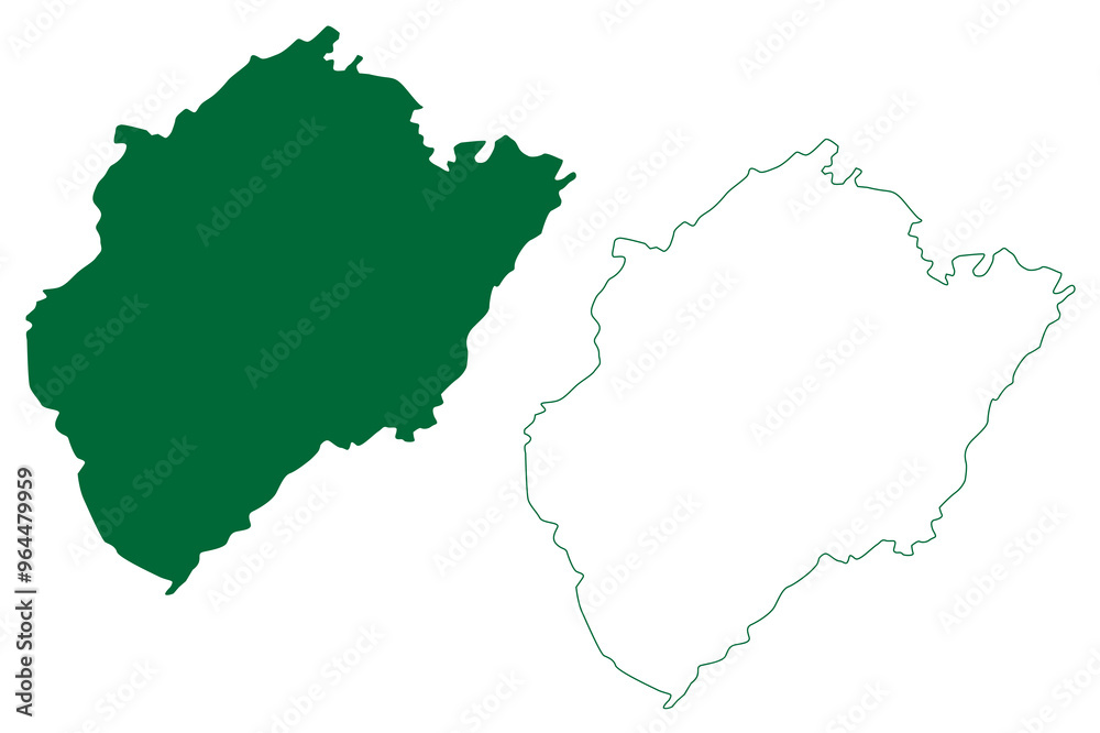 Fototapeta premium Budgam district (Jammu and Kashmir union territory, Republic of India) map vector illustration, scribble sketch Badgom or Badgam map