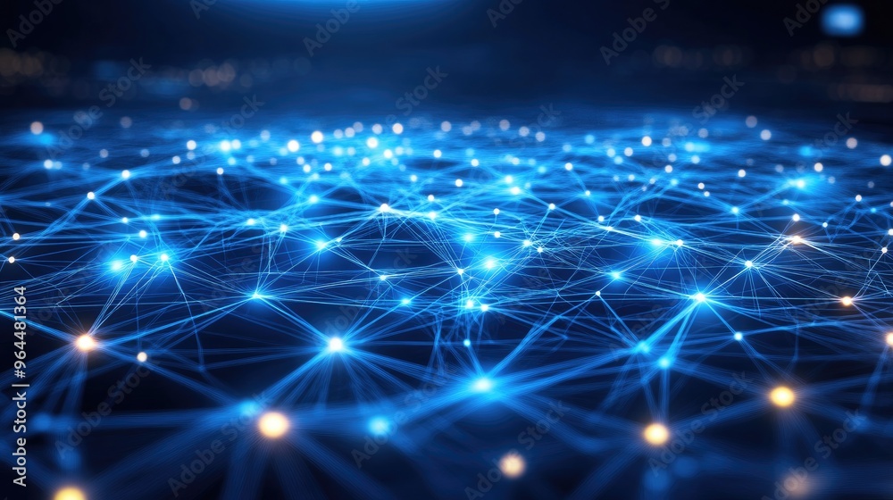 A network of blue and white light connections across a digital grid, symbolizing internet connectivity and modern technology. A network of blue and white light connections across a digital grid, symbolizing internet connectivity and modern technology.