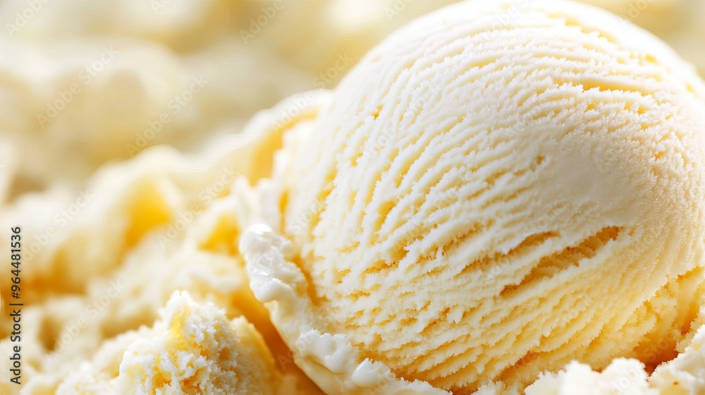 A close-up of a scoop of ice cream, either vanilla or lemon, with a smooth, creamy texture. A close-up of a scoop of ice cream, either vanilla or lemon, with a smooth, creamy texture.