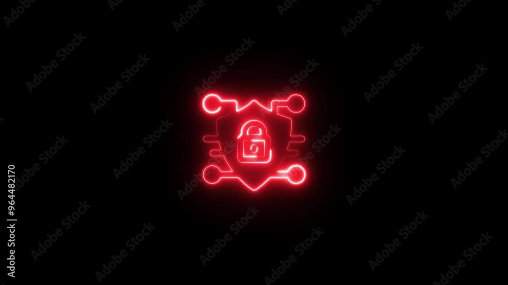 neon light desktop lock icon. security system technology. neon light desktop lock icon. security system technology.