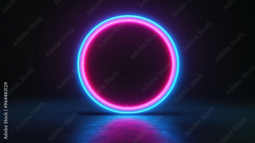 Neon Circle on a Black Background Neon Circle on a Black Background