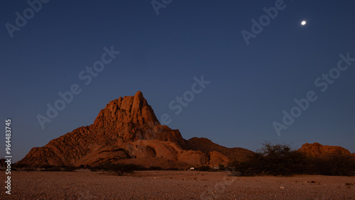 Spitzkoppe mountain by night, Namib desert, Namibia