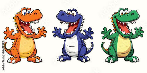 Crocodile vector set cartoon illustration