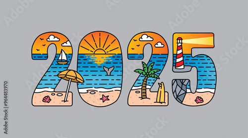 2025 typography design vector, for t-shirt, poster and other uses