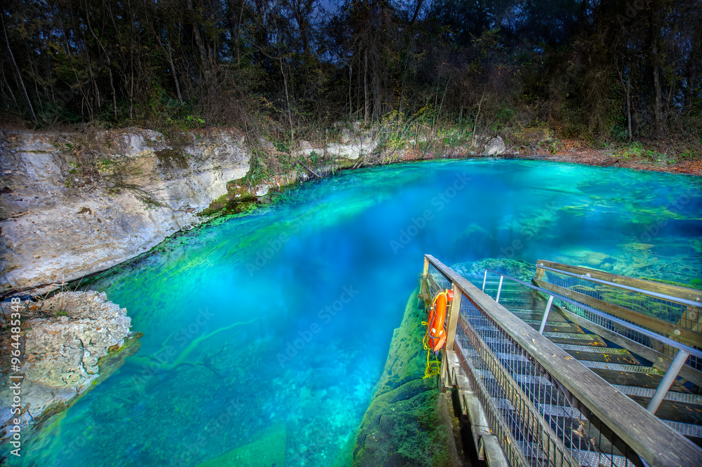 Orange Grove Sink Illuminated at Night, Wes Skiles Peacock Springs State Park, Florida Orange Grove Sink Illuminated at Night, Wes Skiles Peacock Springs State Park, Florida