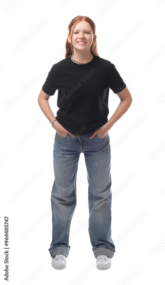 Full length portrait of teenage girl on white background Full length portrait of teenage girl on white background