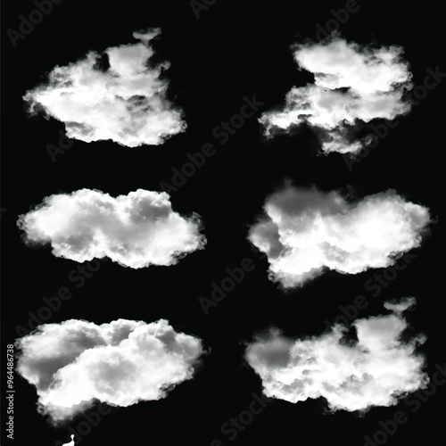White cumulus cloud shape over solid background