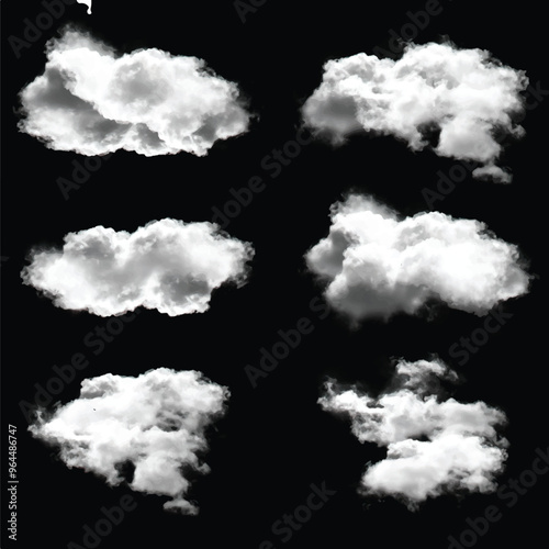 White cumulus cloud shape over solid background